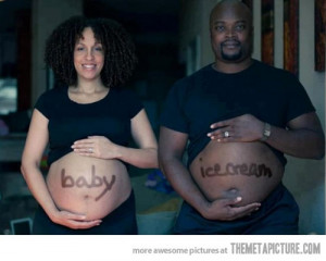 funny pregnant belly black man