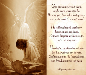 Sympathy Funeral Card Poems – God saw him getting tired, and a cure ...