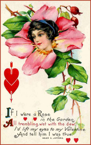 free printable valentine postcards in vintage style drawing of pink