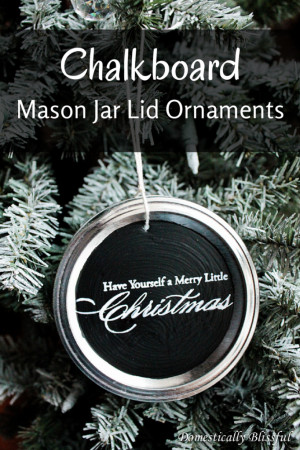 Chalkboard Mason Jar Lid Ornaments