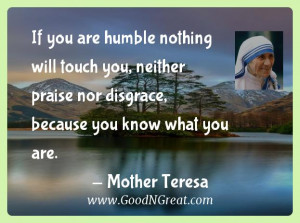 ... praise nor disgrace, because you know what you are. — Mother Teresa