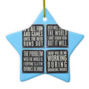 Funny beer quotes Double-Sided star ceramic christmas ornament