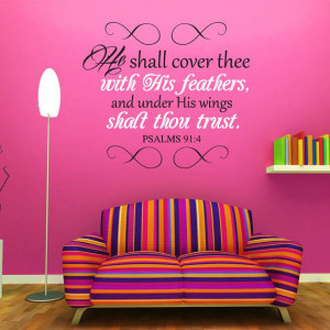 Bible wall decals - Psalms 91:4 Scripture Wall Quote | He shall cover ...