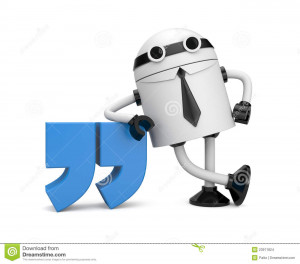 Stock Images: Robot leaning on a quote