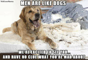 Men are like dogs – we’re excited to see you…