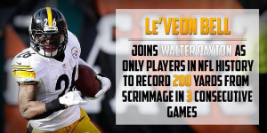 Walter Payton, Le'Veon Bell, 200 yards, scrimmage, 3 games, Steelers ...