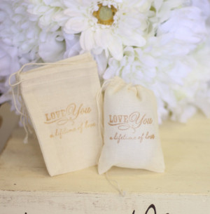 Rustic Wedding Favor Bags LOVE Quote Candy Bags Dessert Bar SET of 50