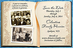 Memory Book Family Reunion Save the Date Cards - Specify 4x6 or 5x7