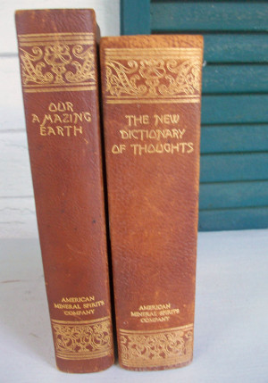 Old Books Famous Quotes Phrases Our Earth Leather 1940s Set of Two