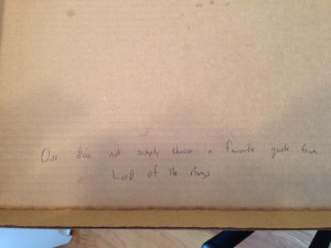Pizza Hut delivered: Because we were watching The Hobbit, I asked them ...