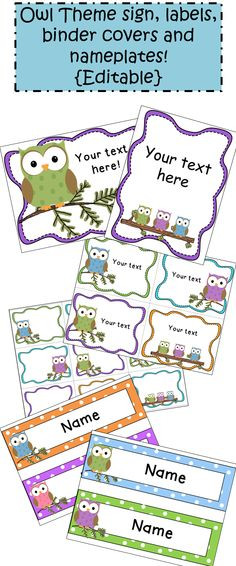 Owl Theme Classroom! Editable Owl Theme Signs, Labels, Binder Covers ...