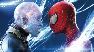 Jamie Foxx as Electro faces Spider Man in The Amazing Spider Man 2