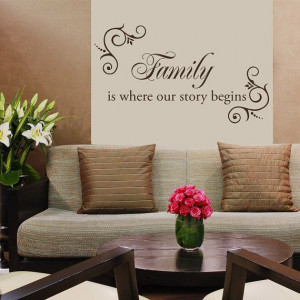 ... vinyl lettering decal love quote FAMILY is where our story begins