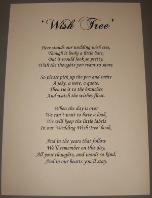 Instead of a traditional guest book we'll be having a wishing tree ...