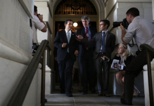 DC - SEPTEMBER 25: Followed by members of the media, U.S Sen. Ted Cruz ...