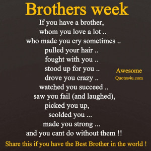 funny brothers week quotes, Brother week if you have brother