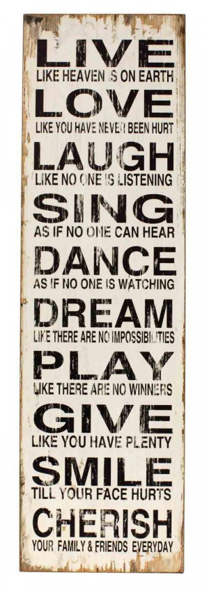 Dance Dream Play Give Smile Cherish Large Inspirational Wall Quote ...