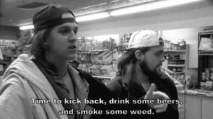 ... and white, drink, film, gif, jay and silent bob, movie, smoke, weed