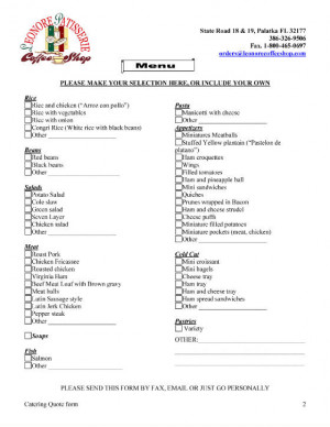 Catering Quote Form