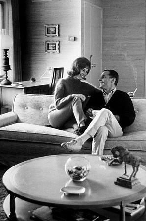 Mary Tyler Moore and her husband, Grant Tinker, at home, circa 1965.