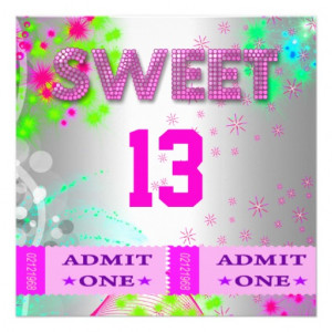 13th Sweet 13 Birthday Party Tickets Fun Custom Announcements from ...