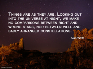 Things are as they are. Looking out into the universe at night, we ...