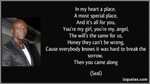 place, A most special place, And it's all for you, You're my girl ...