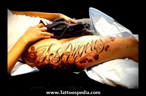 Wonderful Gangsta Tattoo On Right Leg