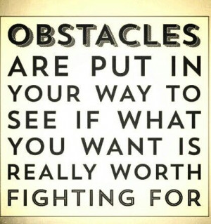 Obstacles...worth fighting for.