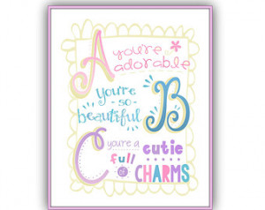 You're Adorable Song Quote for Girls Room, ABC Nursery Print, pastel ...