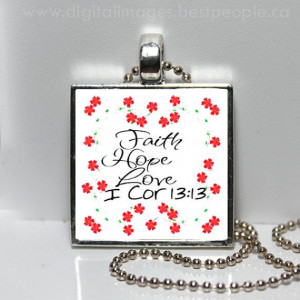 25mm Faith Hope Love quote Corinthians bible by petalsofgrace, $8.99