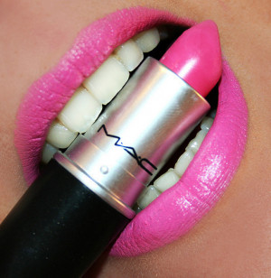 bite, cool, cute, girly, lipstick, pink, teeth, white