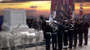 For glory lights the soldier's tomb, and beauty weeps the brave ...