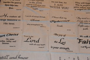 Christian Bible Verses Words of Wisdom cotton fabric panels Off White