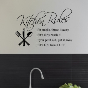 Kitchen Rules Quote Wall Sticker Vinyl Art Decals Wallpaper Mural Home ...