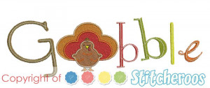 Gobble Turkey Filled Embroidery Set-3 sizes