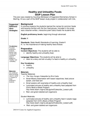 Healthy And Unhealthy Foods Siop Lesson Plan picture