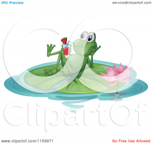 Cartoon Frog Jumping Lily Pads