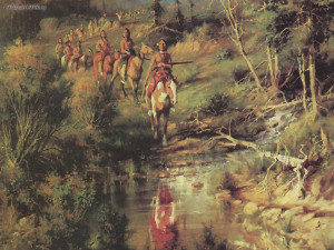 Native American - At The Crossing (Drawing & Painting)