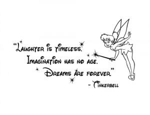 Disney Tinkerbell Quote: Laughter is Timeless Wall Words Sticker Decal