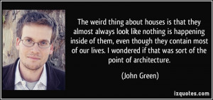 The weird thing about houses is that they almost always look like ...