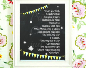Goodnight Poem Nursery Print Blackboard Dreamy Stars Bunting 8x10 5x7 ...