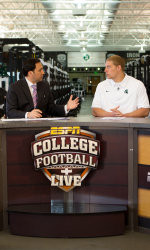 Max Bullough on the set of ESPN College Football Live inside the Duffy ...