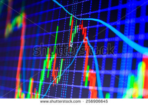 Data on live computer screen. Display of quotes pricing graph ...