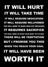 ... / MOTIVATIONAL SPORTS QUOTE SIGN POSTER / PRINT IT WILL HURT