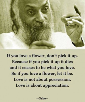 Love is appreciation not possession.