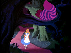 Alice Meets Cheshire Cat 1024x768 wallpaper