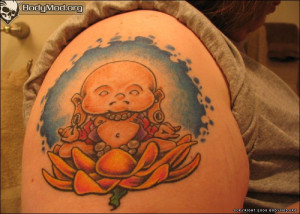 Colorful Laughing Buddha – Buddhist Tattoo Picture