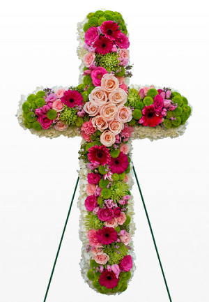 Cross Form Colorful Funeral Flower
