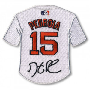 Dustin Pedroia jersey patch with signature